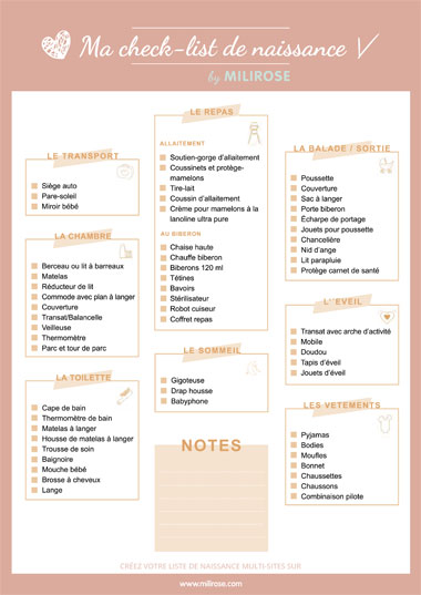 check-list de naissance Milirose